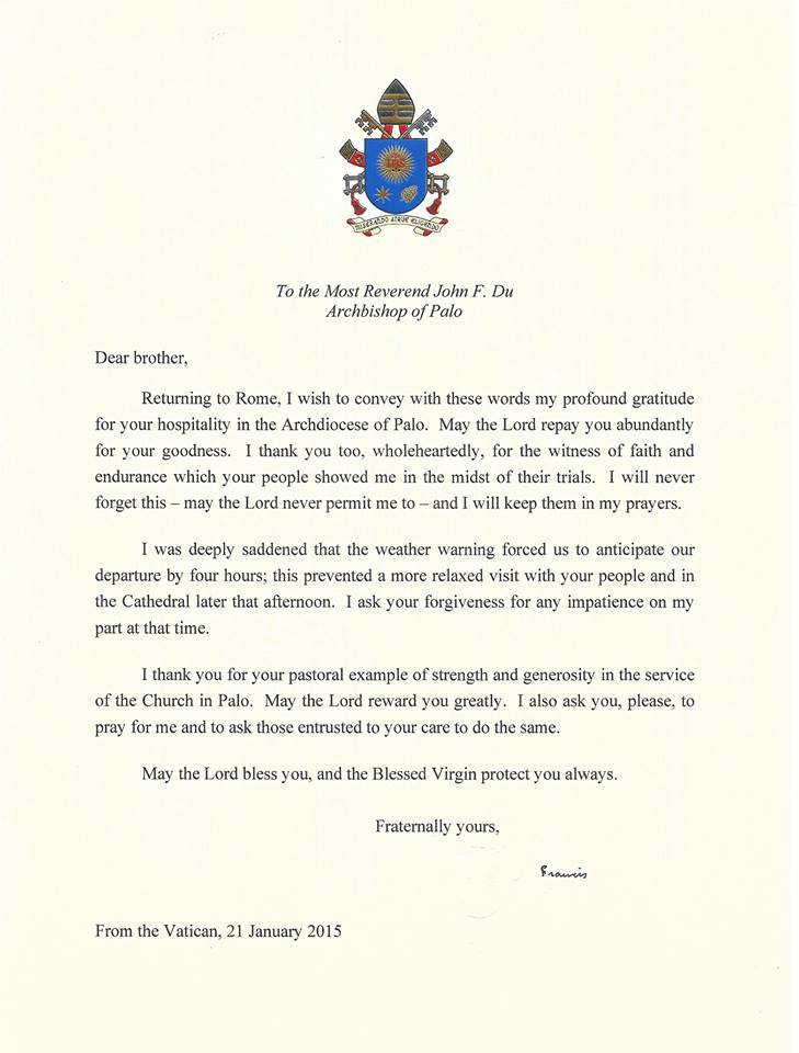 Pope Francis letter to Palo