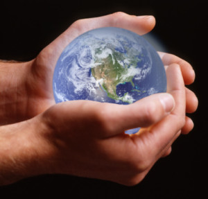 Person holding planet earth