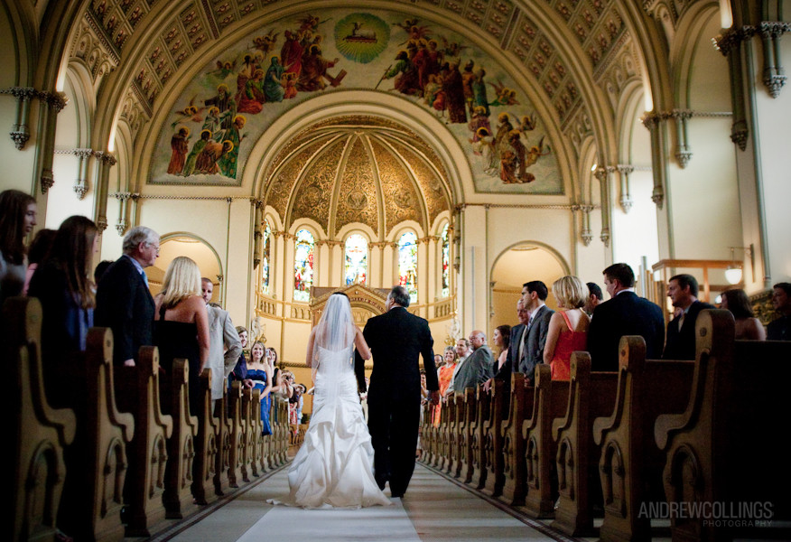 Wedding photograph taken at St. Josaphat Church in Chicago, IL. Photography by Andrew Collings Photography, Inc. August 1, 2009.