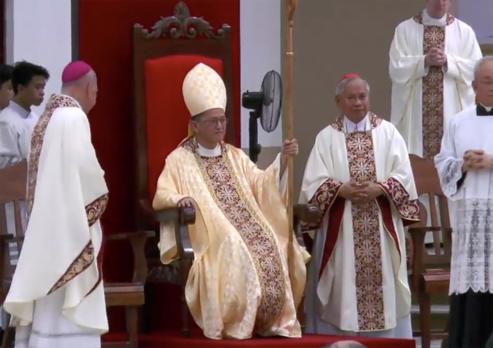 Newly ordained Bishop Cerilo Casicas is installed as the fourth bishop of the Diocese of Marbel at the Christ the King Cathedral in Koronadal City on July 11. JAYE MEMPIN PHOTOGRAPHY FACEBOOK PAGE/SCREEN GRAB