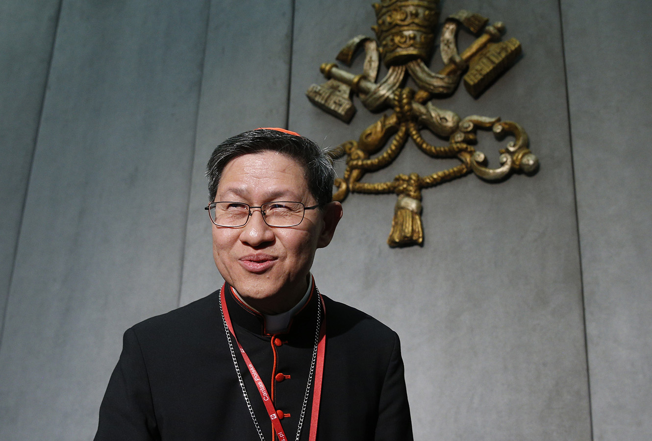 Cardinal Luis Antonio Tagle of Manila, Philippines, arrives for a briefing to discuss the Synod of Bishops on young people, the faith and vocational discernment at the Vatican Oct. 23. (CNS photo/Paul Haring) See SYNOD-BRIEFING-OCT23 Oct. 23, 2018.